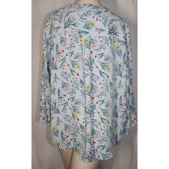 Style & Co XXL Pale Blue Floral Garden Print Flowy Long Sleeve Tunic Top - Picture 2 of 5